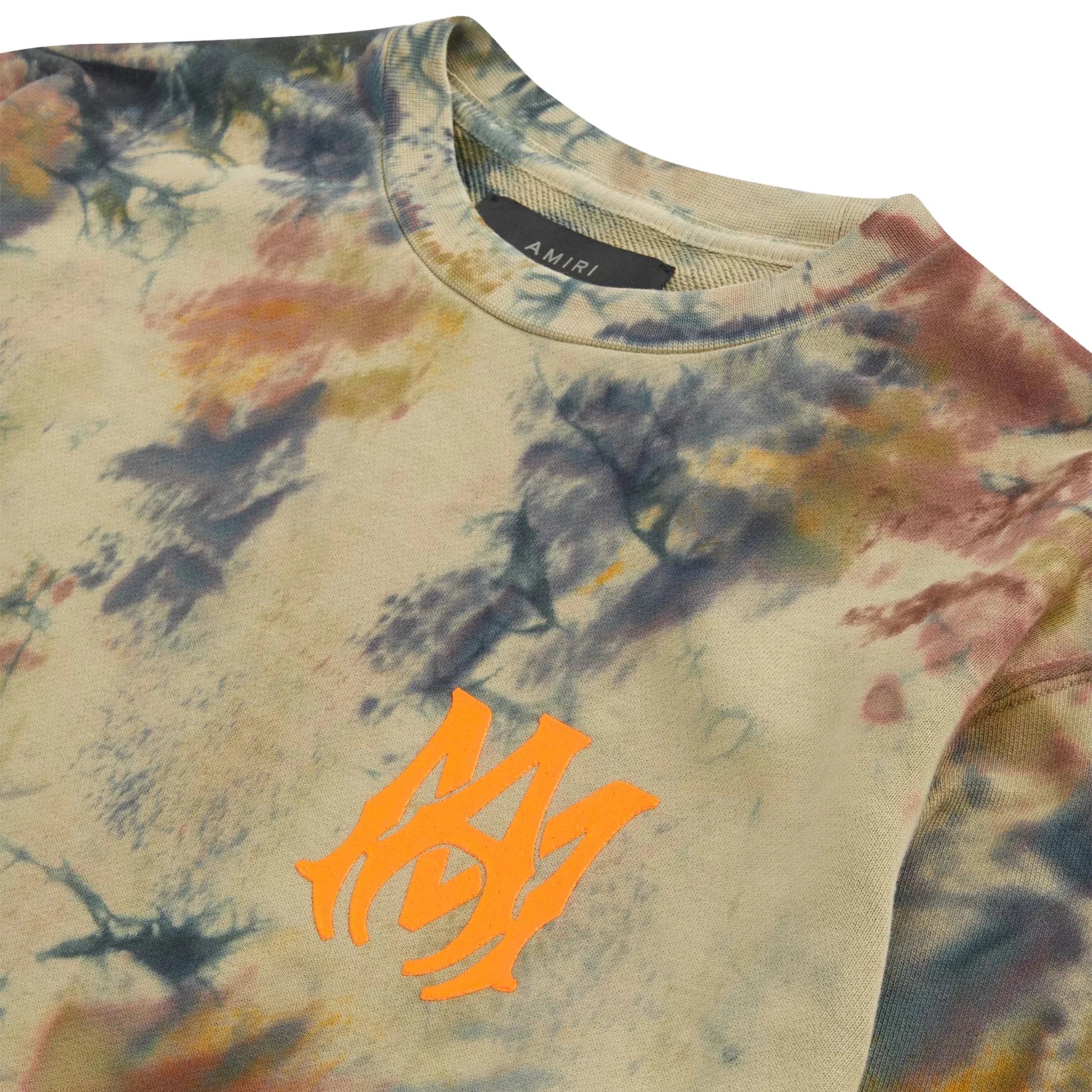 Neck logo view of Amiri Kids Bones Tie Dye T Shirt PF22KJL042-900